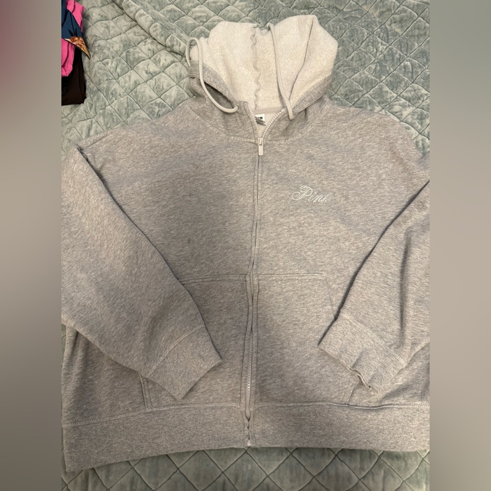 PINK Victoria's Secret Heather Gray Bling Hoodie